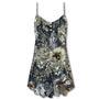 Cat Vintage Neutral Flower Cool - V-Neck Sleeveless Cami Dress