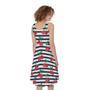 Cherry Striped Pattern Print Sleeveless Knee Length Dress