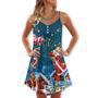 Christmas Bear Santa Happy - V-Neck Sleeveless Cami Dress