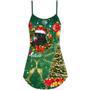 Christmas Black Cat Drinking Happy Christmas Tree Green Light - V-Neck Sleeveless Cami Dress