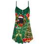 Christmas Black Cat Drinking Happy Christmas Tree Green Light - V-Neck Sleeveless Cami Dress