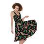 Christmas Cookie And Candy Pattern Print Sleeveless Knee Length Dress