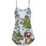 Christmas Dinosaurs And Merry Xmas - V-Neck Sleeveless Cami Dress