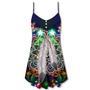 Christmas Feather Mandala Neon Art - V-Neck Sleeveless Cami Dress