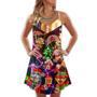 Christmas Funny Santa Claus Tree Elf Gingerbread Neon Light Style - V-Neck Sleeveless Cami Dress