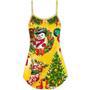 Christmas Funny Snowman Happy Christmas Tree Yellow Light - V-Neck Sleeveless Cami Dress