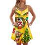 Christmas Funny Snowman Happy Christmas Tree Yellow Light - V-Neck Sleeveless Cami Dress