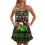 Christmas Godzila Falalalala Xmas - V-Neck Sleeveless Cami Dress