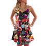 Christmas Guitar Music And Santa Merry Very Xmas - V-Neck Sleeveless Cami Dress