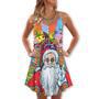 Christmas Hawaiian Hippie Santa Claus - V-Neck Sleeveless Cami Dress