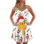 Christmas Hippie Groovy Santa Claus Smile Face - V-Neck Sleeveless Cami Dress