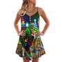 Christmas Lighthouse And Merry Christmas Happy - V-Neck Sleeveless Cami Dress