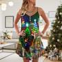 Christmas Lighthouse And Merry Christmas Happy - V-Neck Sleeveless Cami Dress