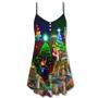 Christmas Lighthouse And Merry Christmas Happy - V-Neck Sleeveless Cami Dress