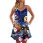 Christmas Love Santa And Gifts - V-Neck Sleeveless Cami Dress