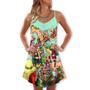 Christmas Love Santa World Map - V-Neck Sleeveless Cami Dress