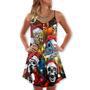 Christmas Love Skull With Santa Hat - V-Neck Sleeveless Cami Dress