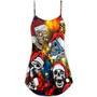 Christmas Love Skull With Santa Hat - V-Neck Sleeveless Cami Dress