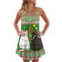 Christmas Meowy Cat Wreck The Tree - V-Neck Sleeveless Cami Dress