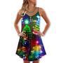 Christmas Merry Everything Happy Always - V-Neck Sleeveless Cami Dress