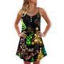 Christmas Neon Art Christmas Tree And Snowman Cool - V-Neck Sleeveless Cami Dress