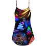 Christmas Neon Art Santa And Snowman - V-Neck Sleeveless Cami Dress