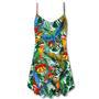 Christmas Parrot Love Xmas Tropical Leaf - V-Neck Sleeveless Cami Dress