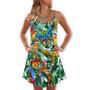 Christmas Parrot Love Xmas Tropical Leaf - V-Neck Sleeveless Cami Dress