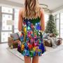 Christmas Parrot Tropical Merry Xmas - V-Neck Sleeveless Cami Dress