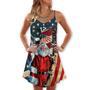 Christmas Patriot Santa Claus - V-Neck Sleeveless Cami Dress