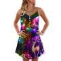 Christmas Reindeer Neon Light Bright - V-Neck Sleeveless Cami Dress