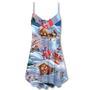 Christmas Santa And Gnome Merry Xmas - V-Neck Sleeveless Cami Dress