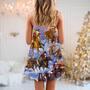 Christmas Santa And Horse Ho Ho Ho Everywhere Merry Xmas - V-Neck Sleeveless Cami Dress