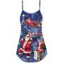 Christmas Santa Claus Chilling Happy Xmas Light Art Style - V-Neck Sleeveless Cami Dress