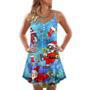 Christmas Santa Claus Diving Funny - V-Neck Sleeveless Cami Dress