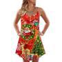 Christmas Santa Claus Drinking Christmas Tree Red Light - V-Neck Sleeveless Cami Dress