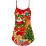 Christmas Santa Claus Drinking Christmas Tree Red Light - V-Neck Sleeveless Cami Dress