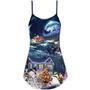 Christmas Santa Claus Family In Love Light Art Style - V-Neck Sleeveless Cami Dress