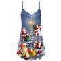 Christmas Santa Claus In Love Light Xmas Tree - V-Neck Sleeveless Cami Dress