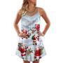 Christmas Santa Claus In The Snow Mountain Art Style - V-Neck Sleeveless Cami Dress