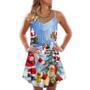 Christmas Santa Claus Is Coming Story Night Art Style - V-Neck Sleeveless Cami Dress