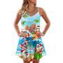 Christmas Santa Claus Play On The Beach Mele Kalikimaka Funny - V-Neck Sleeveless Cami Dress