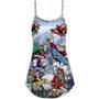 Christmas Santa Claus Skateboarding Snow Moutain Gift Light Art Style - V-Neck Sleeveless Cami Dress