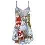 Christmas Santa Claus Snowman Elf So Happy Art Style - V-Neck Sleeveless Cami Dress