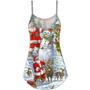 Christmas Santa Claus Snowman Elf So Happy Art Style - V-Neck Sleeveless Cami Dress