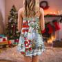 Christmas Santa Claus Snowman Elf So Happy Art Style - V-Neck Sleeveless Cami Dress