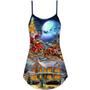 Christmas Santa Claus Snowman Family In Love Light Art Style - V-Neck Sleeveless Cami Dress