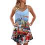 Christmas Santa Claus Train Gift For Xmas Painting Style - V-Neck Sleeveless Cami Dress