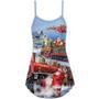 Christmas Santa Claus Train Gift For Xmas Painting Style - V-Neck Sleeveless Cami Dress