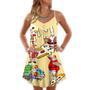 Christmas Santa Eating Pizza. It's Yummy - V-Neck Sleeveless Cami Dress